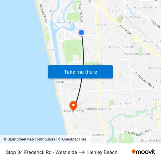 Stop 34 Frederick Rd - West side to Henley Beach map
