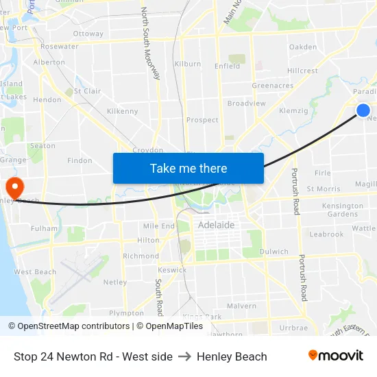 Stop 24 Newton Rd - West side to Henley Beach map