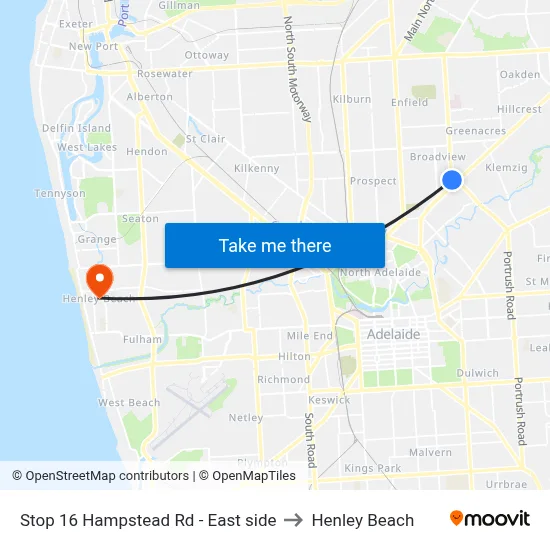 Stop 16 Hampstead Rd - East side to Henley Beach map