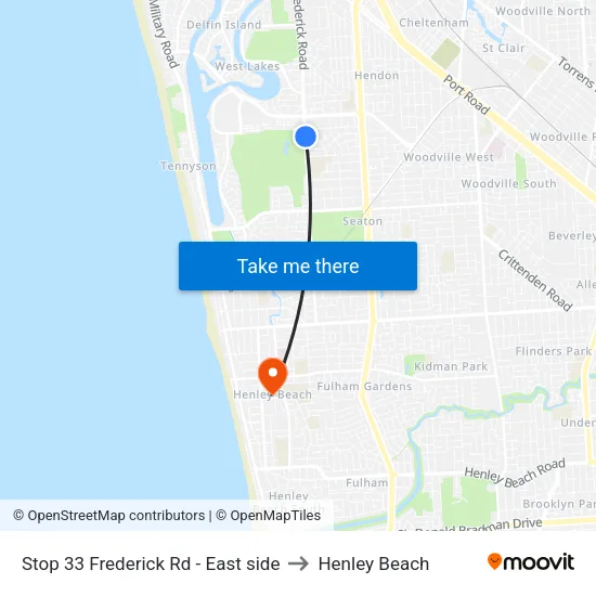 Stop 33 Frederick Rd - East side to Henley Beach map