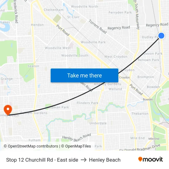 Stop 12 Churchill Rd - East side to Henley Beach map