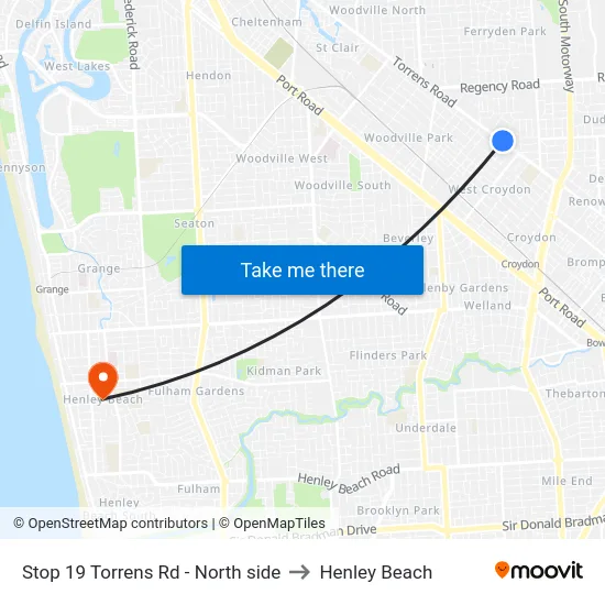 Stop 19 Torrens Rd - North side to Henley Beach map