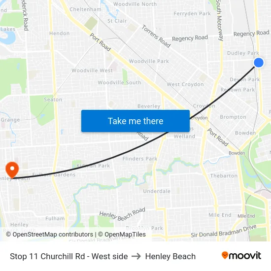 Stop 11 Churchill Rd - West side to Henley Beach map