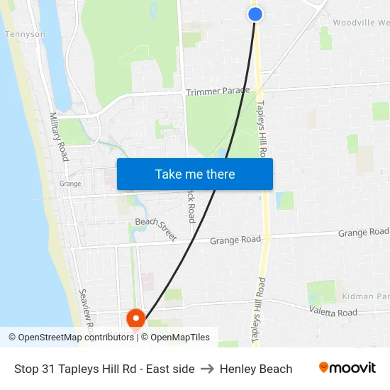 Stop 31 Tapleys Hill Rd - East side to Henley Beach map