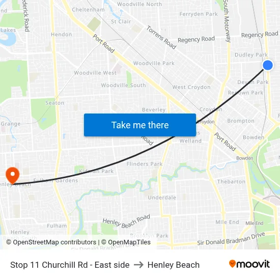 Stop 11 Churchill Rd - East side to Henley Beach map