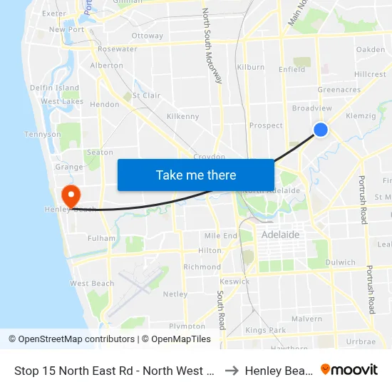 Stop 15 North East Rd - North West side to Henley Beach map