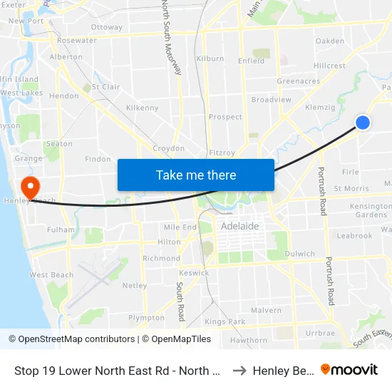 Stop 19 Lower North East Rd - North West side to Henley Beach map