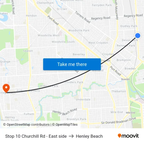 Stop 10 Churchill Rd - East side to Henley Beach map