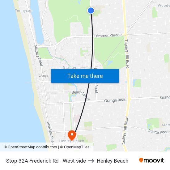 Stop 32A Frederick Rd - West side to Henley Beach map