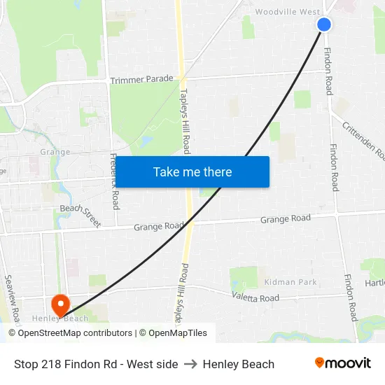 Stop 218 Findon Rd - West side to Henley Beach map