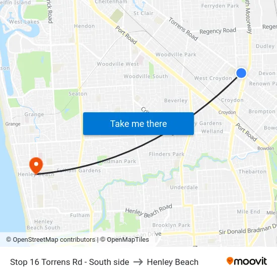 Stop 16 Torrens Rd - South side to Henley Beach map