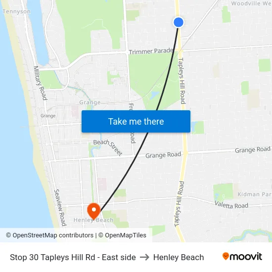 Stop 30 Tapleys Hill Rd - East side to Henley Beach map