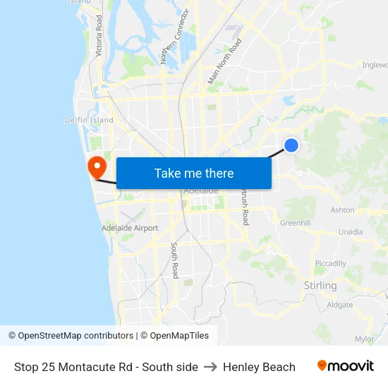 Stop 25 Montacute Rd - South side to Henley Beach map