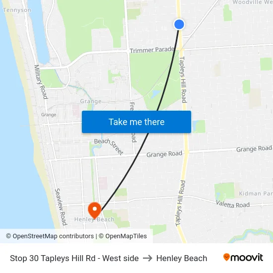 Stop 30 Tapleys Hill Rd - West side to Henley Beach map