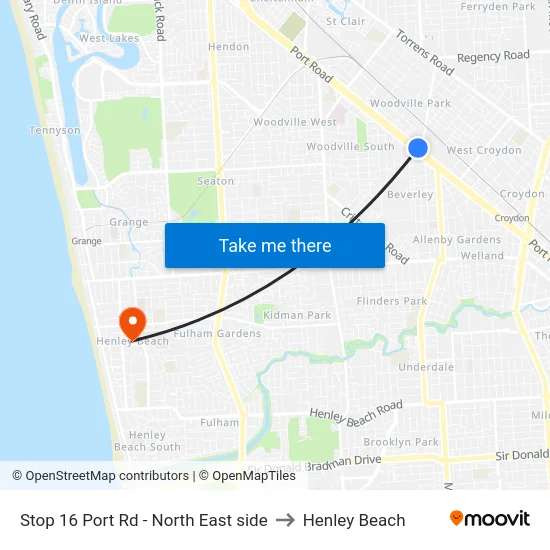 Stop 16 Port Rd - North East side to Henley Beach map