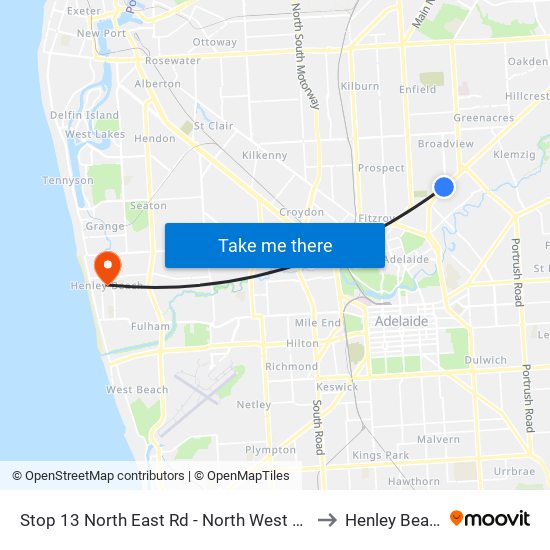 Stop 13 North East Rd - North West side to Henley Beach map