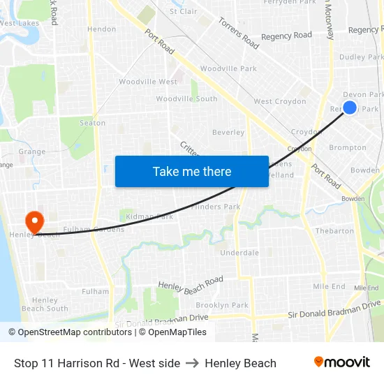 Stop 11 Harrison Rd - West side to Henley Beach map
