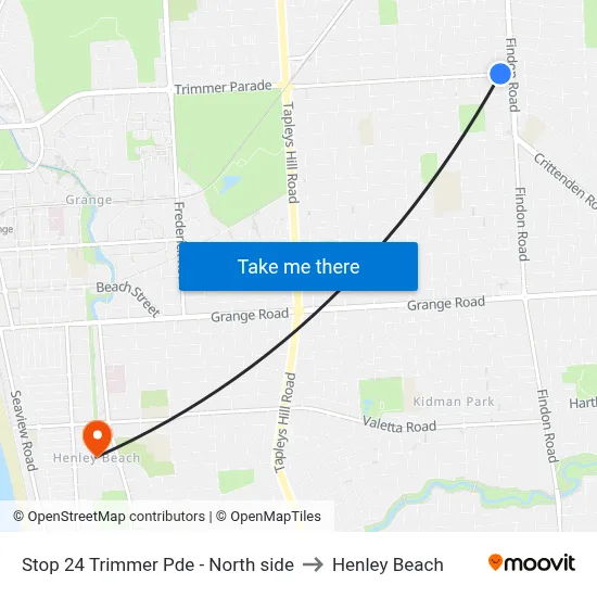 Stop 24 Trimmer Pde - North side to Henley Beach map