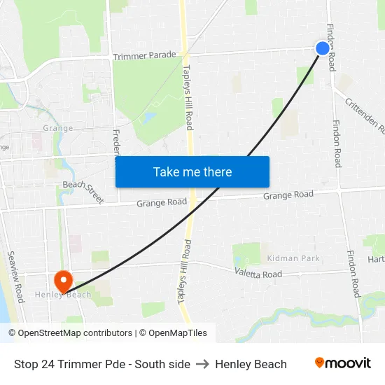 Stop 24 Trimmer Pde - South side to Henley Beach map