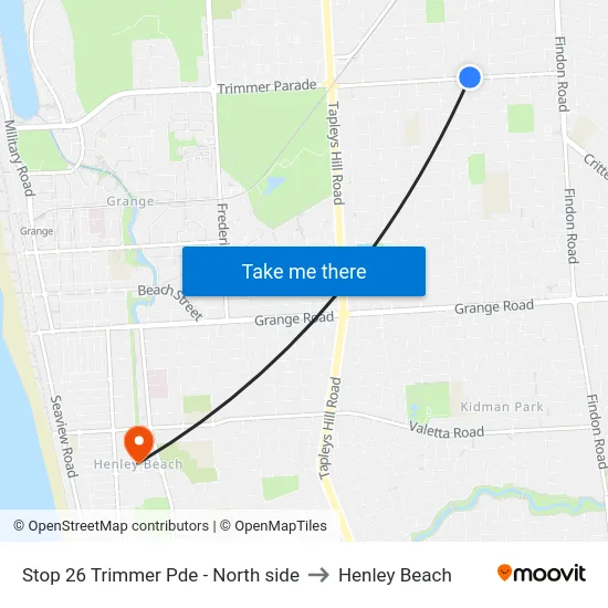 Stop 26 Trimmer Pde - North side to Henley Beach map