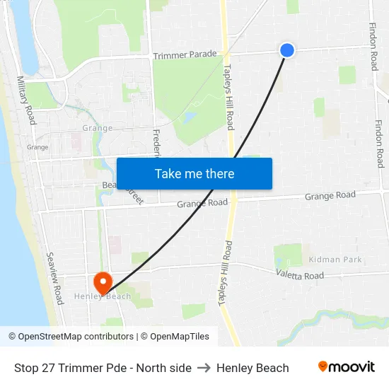Stop 27 Trimmer Pde - North side to Henley Beach map