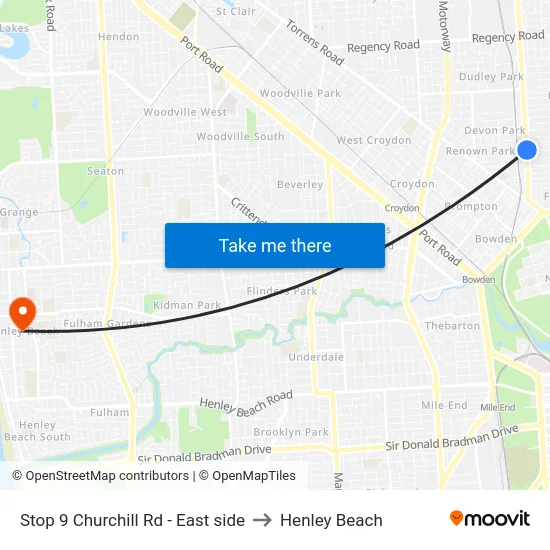 Stop 9 Churchill Rd - East side to Henley Beach map