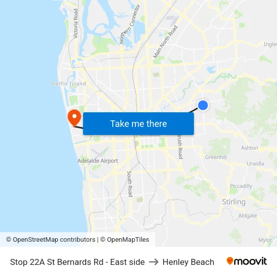 Stop 22A St Bernards Rd - East side to Henley Beach map