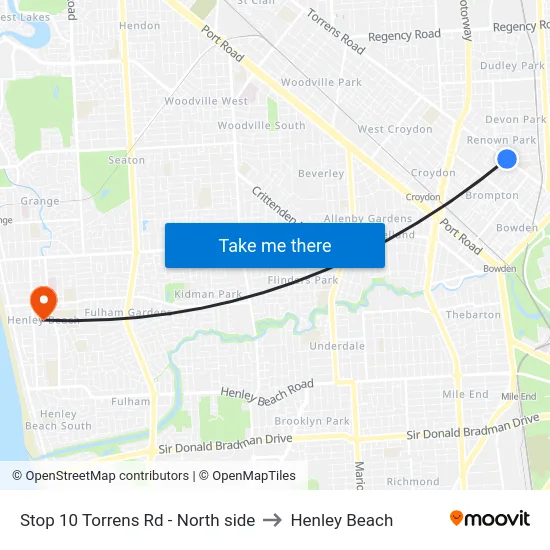 Stop 10 Torrens Rd - North side to Henley Beach map