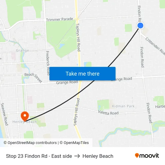 Stop 23 Findon Rd - East side to Henley Beach map