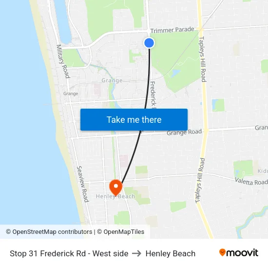 Stop 31 Frederick Rd - West side to Henley Beach map