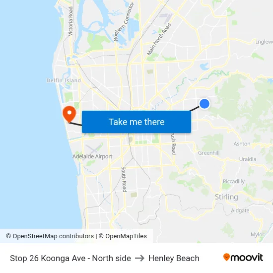 Stop 26 Koonga Ave - North side to Henley Beach map
