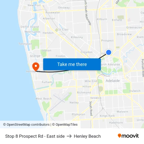 Stop 8 Prospect Rd - East side to Henley Beach map