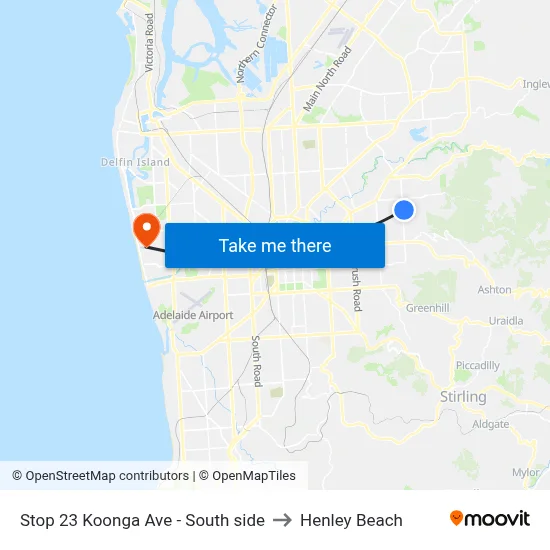 Stop 23 Koonga Ave - South side to Henley Beach map