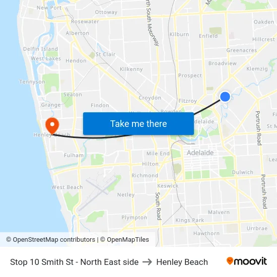 Stop 10 Smith St - North East side to Henley Beach map