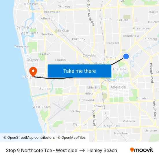 Stop 9 Northcote Tce - West side to Henley Beach map