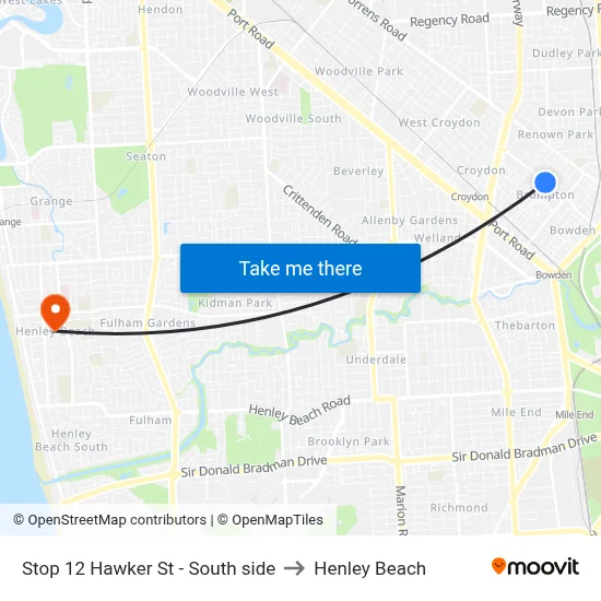 Stop 12 Hawker St - South side to Henley Beach map