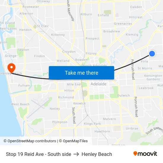 Stop 19 Reid Ave - South side to Henley Beach map