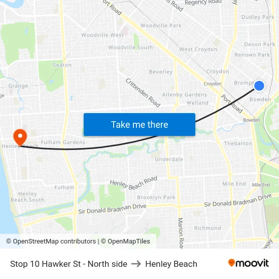 Stop 10 Hawker St - North side to Henley Beach map