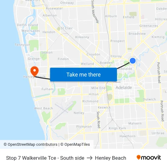 Stop 7 Walkerville Tce - South side to Henley Beach map
