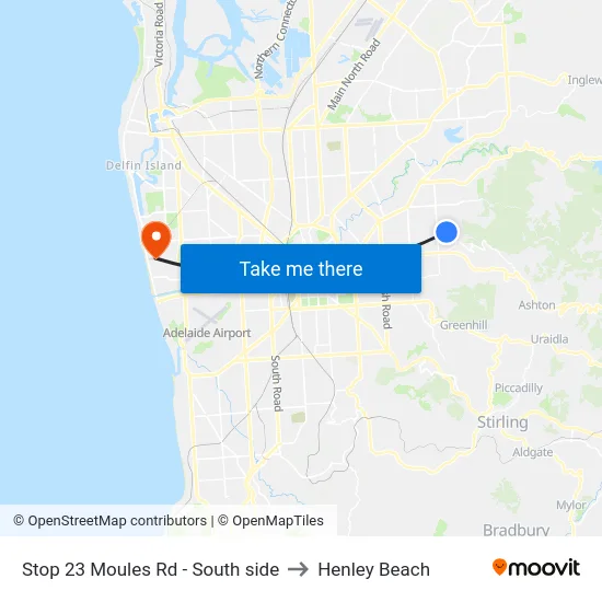 Stop 23 Moules Rd - South side to Henley Beach map