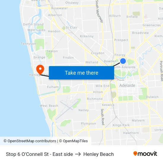 Stop 6 O'Connell St - East side to Henley Beach map