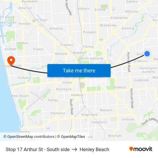 Stop 17 Arthur St - South side to Henley Beach map