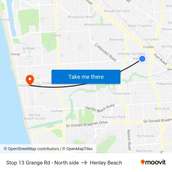 Stop 13 Grange Rd - North side to Henley Beach map