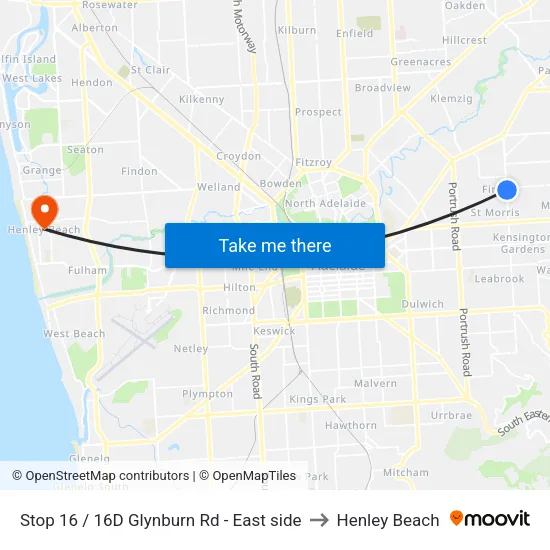 Stop 16 / 16D Glynburn Rd - East side to Henley Beach map
