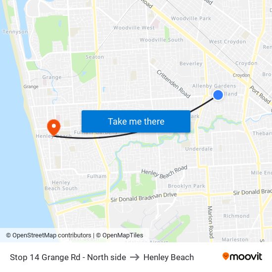 Stop 14 Grange Rd - North side to Henley Beach map