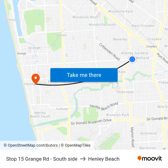 Stop 15 Grange Rd - South side to Henley Beach map