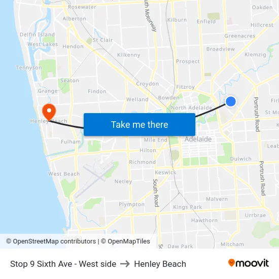 Stop 9 Sixth Ave - West side to Henley Beach map
