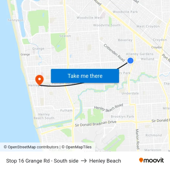 Stop 16 Grange Rd - South side to Henley Beach map