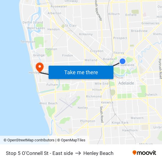 Stop 5 O'Connell St - East side to Henley Beach map