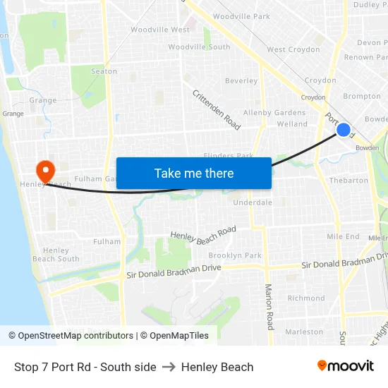 Stop 7 Port Rd - South side to Henley Beach map